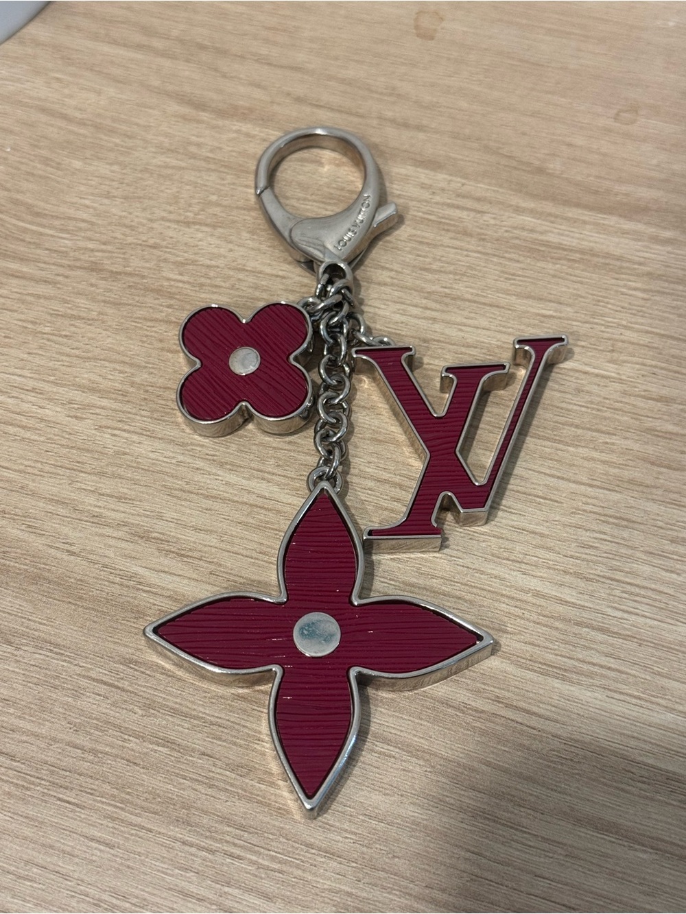 Louis Vuitton Red Floral LV Charm Key Holder